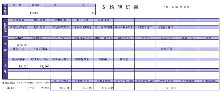 給与明細（見本）